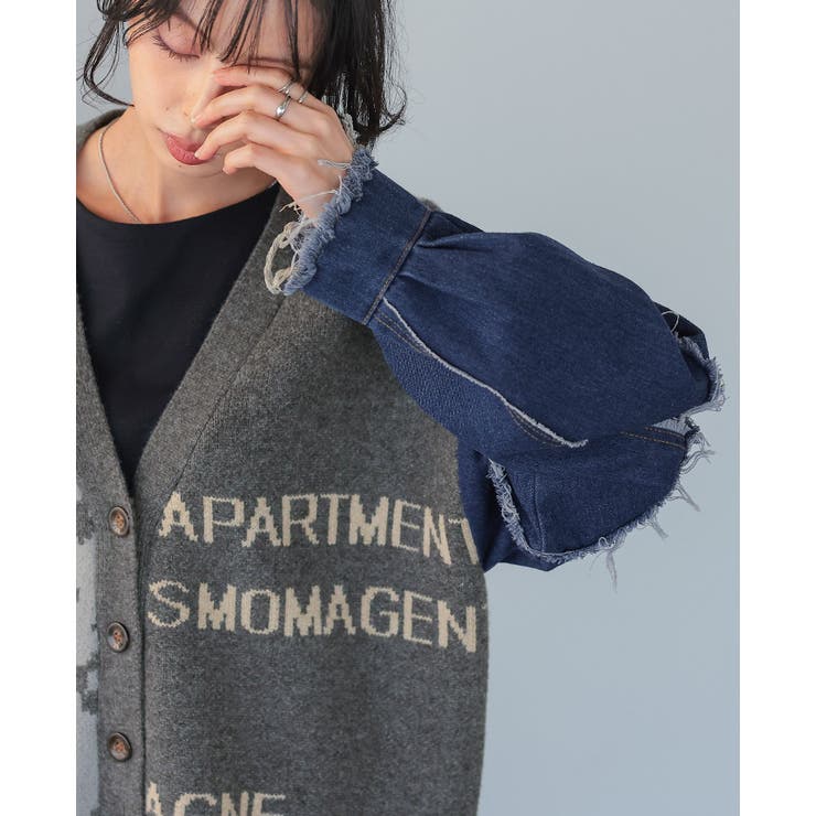 他と被らない個性派アイテム。デニムMIXデザインニットカーディガン カーデ | HAPPY急便 by VERITA.JP | 詳細画像14 