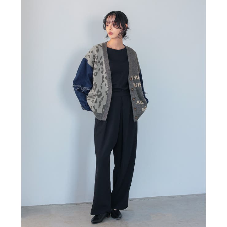 他と被らない個性派アイテム。デニムMIXデザインニットカーディガン カーデ | HAPPY急便 by VERITA.JP | 詳細画像15 