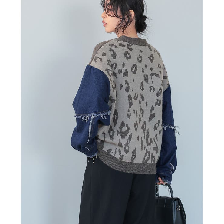 他と被らない個性派アイテム。デニムMIXデザインニットカーディガン カーデ | HAPPY急便 by VERITA.JP | 詳細画像16 