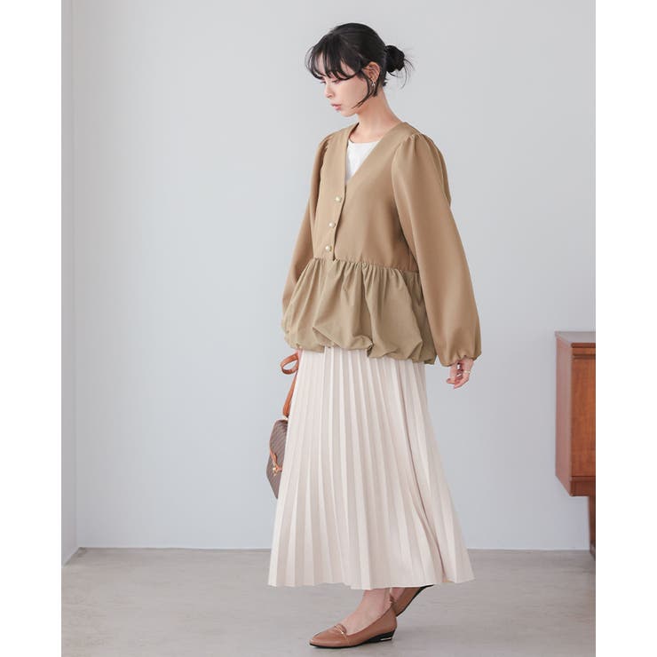 レディなデザインに惹かれる。バルーン切替ジャケット 洗える ペプラム | HAPPY急便 by VERITA.JP | 詳細画像12 