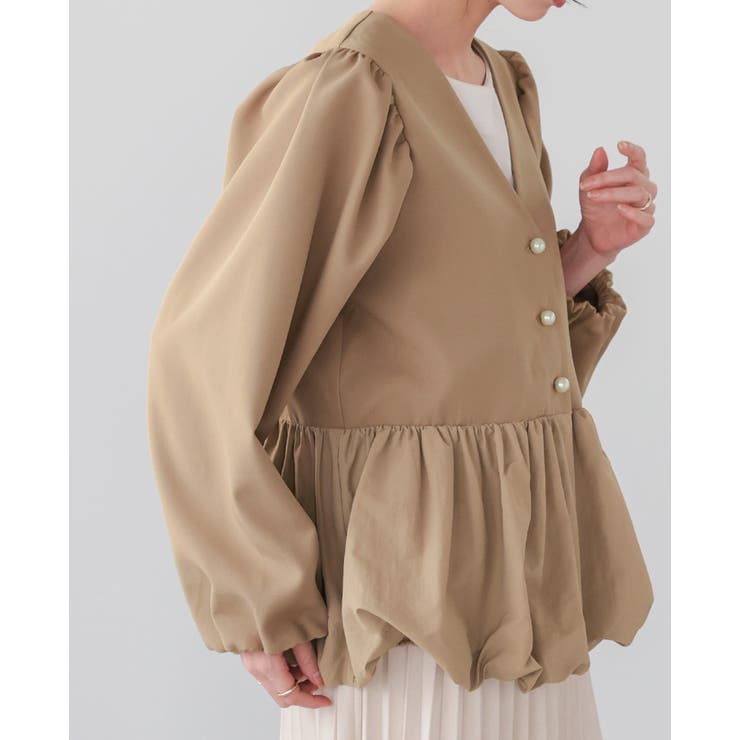 レディなデザインに惹かれる。バルーン切替ジャケット 洗える ペプラム | HAPPY急便 by VERITA.JP | 詳細画像13 