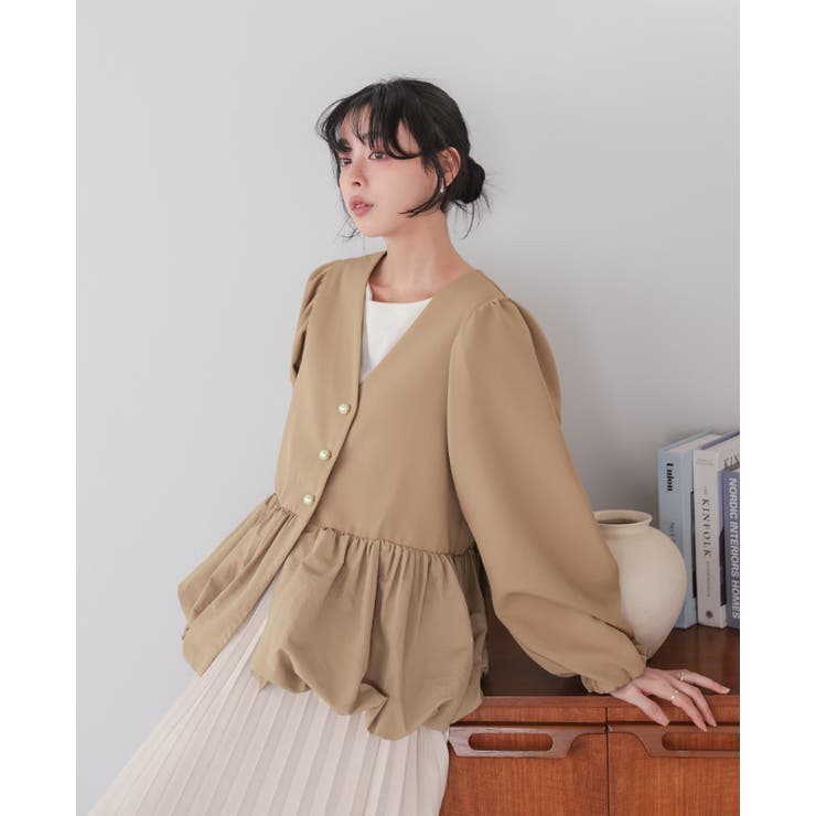 レディなデザインに惹かれる。バルーン切替ジャケット 洗える ペプラム | HAPPY急便 by VERITA.JP | 詳細画像14 