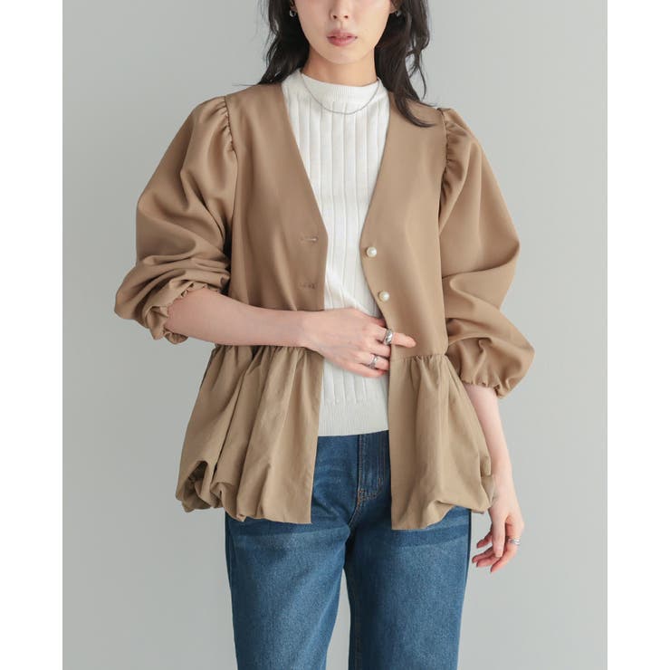 レディなデザインに惹かれる。バルーン切替ジャケット 洗える ペプラム | HAPPY急便 by VERITA.JP | 詳細画像17 