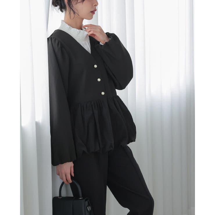 レディなデザインに惹かれる。バルーン切替ジャケット 洗える ペプラム | HAPPY急便 by VERITA.JP | 詳細画像5 
