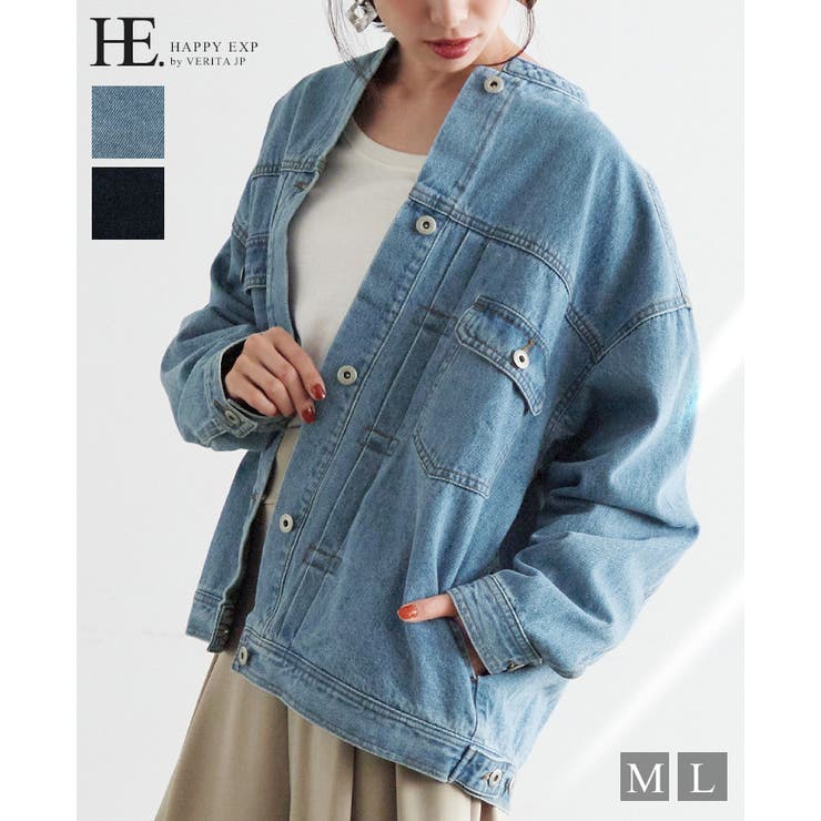 ゆるっと大人カジュアル。ノーカラーGジャン Gジャン デニムジャケット