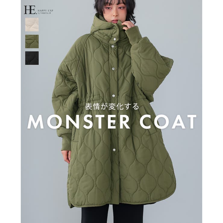 シルエットを変えれる万能アウター。キルトフード付きコート コート キルティング | HAPPY急便 by VERITA.JP | 詳細画像1 