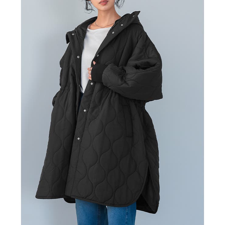 シルエットを変えれる万能アウター。キルトフード付きコート コート キルティング | HAPPY急便 by VERITA.JP | 詳細画像10 