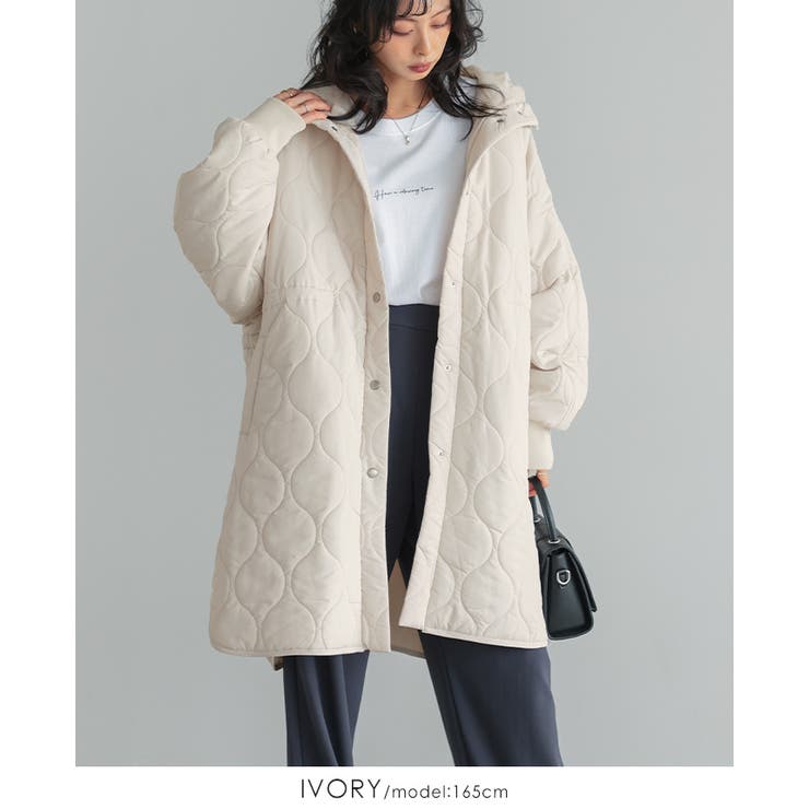 シルエットを変えれる万能アウター。キルトフード付きコート コート キルティング | HAPPY急便 by VERITA.JP | 詳細画像20 