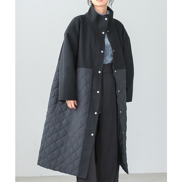 etoll. キルティング切替オフラインロングコート エトル etoll. ノー