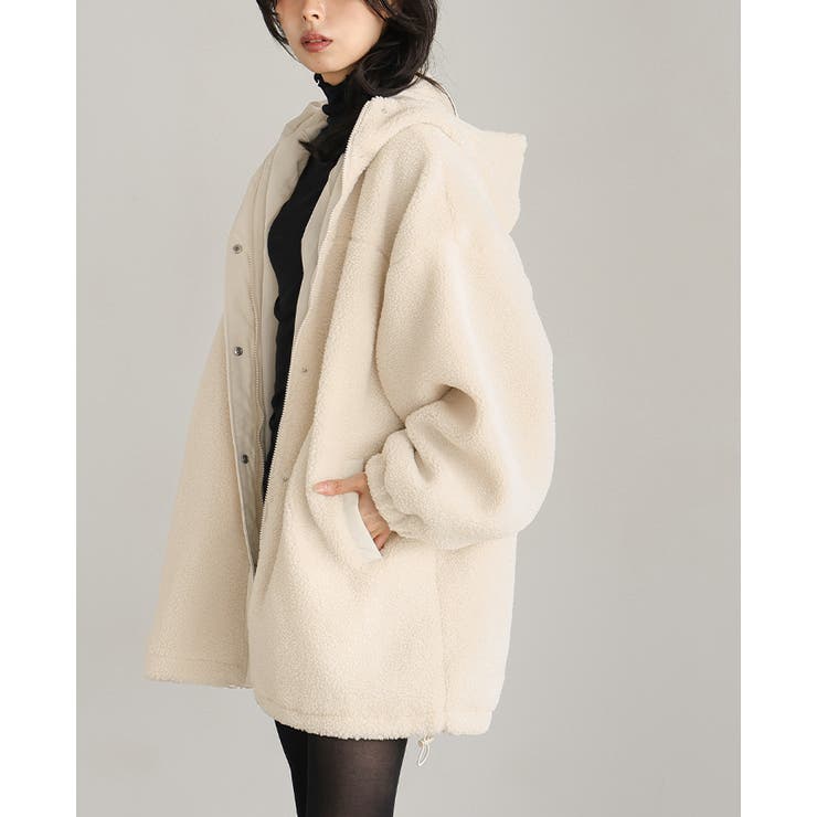 ゆるっと羽織れる、あったかアウター。ボアビッグシルエット フード付ブルゾン コート | HAPPY急便 by VERITA.JP | 詳細画像11 