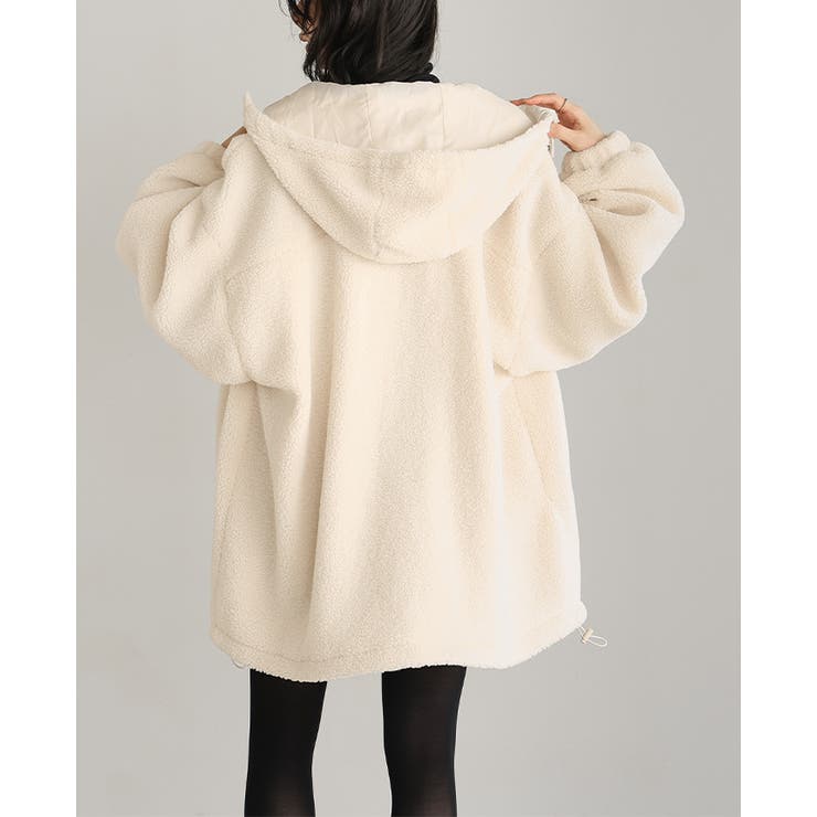 ゆるっと羽織れる、あったかアウター。ボアビッグシルエット フード付ブルゾン コート | HAPPY急便 by VERITA.JP | 詳細画像13 