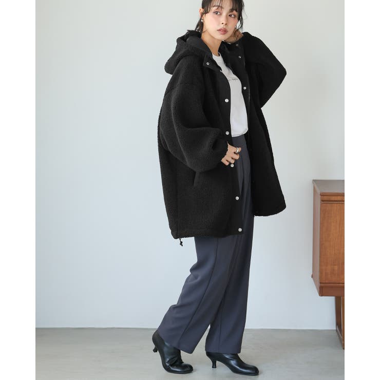 ゆるっと羽織れる、あったかアウター。ボアビッグシルエット フード付ブルゾン コート | HAPPY急便 by VERITA.JP | 詳細画像16 