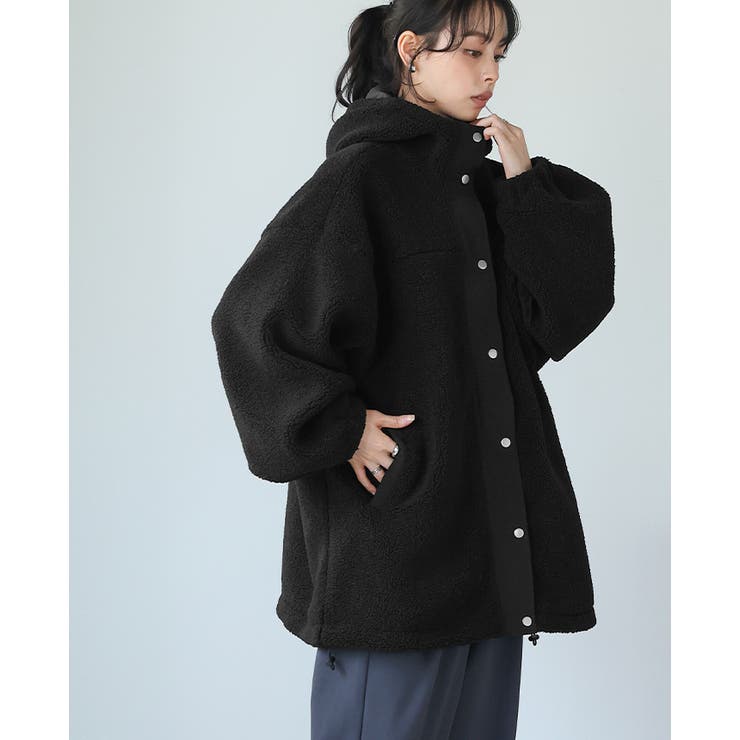 ゆるっと羽織れる、あったかアウター。ボアビッグシルエット フード付ブルゾン コート | HAPPY急便 by VERITA.JP | 詳細画像19 