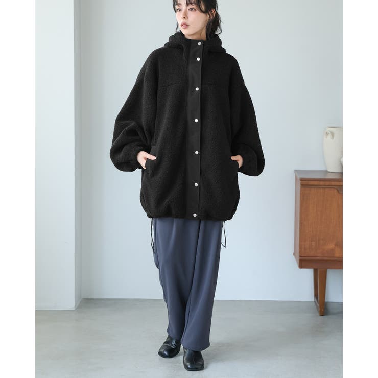 ゆるっと羽織れる、あったかアウター。ボアビッグシルエット フード付ブルゾン コート | HAPPY急便 by VERITA.JP | 詳細画像20 