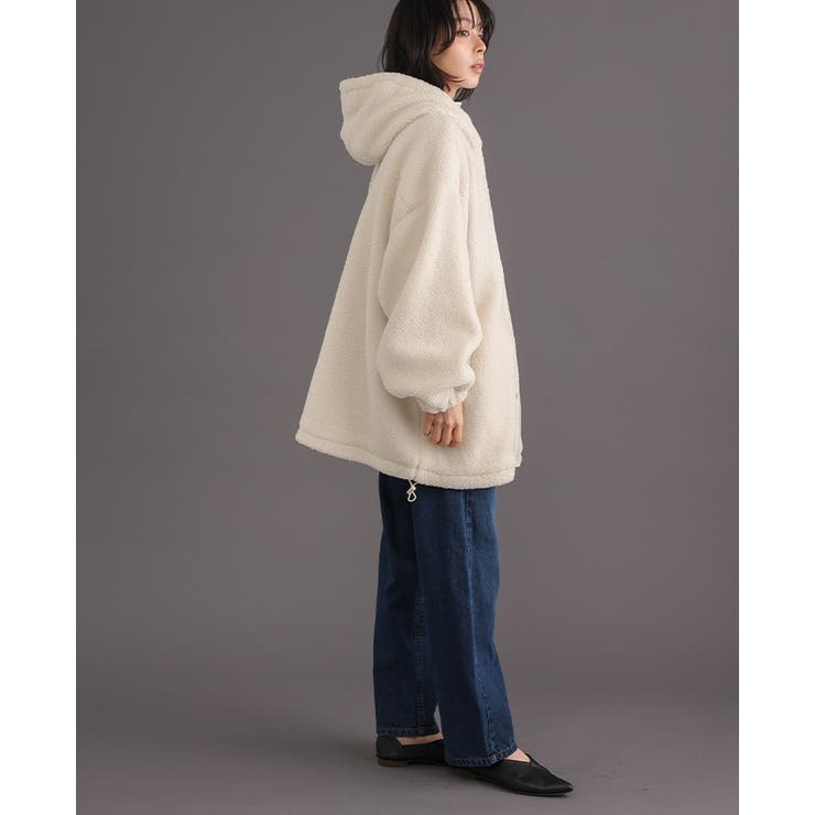 ゆるっと羽織れる、あったかアウター。ボアビッグシルエット フード付ブルゾン コート | HAPPY急便 by VERITA.JP | 詳細画像9 