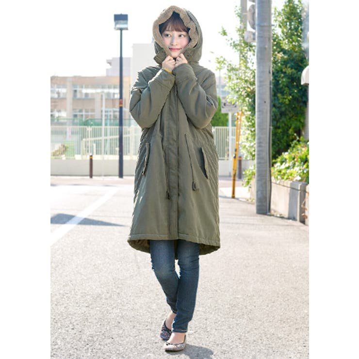 ふわふわファーであったかオシャレ！ファー付きモッズコート コート