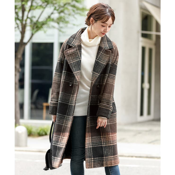 CARAMEL ウールコート チェック柄 楽天市場】ロングコート / 公式 CUBE SUGAR ウールフィール