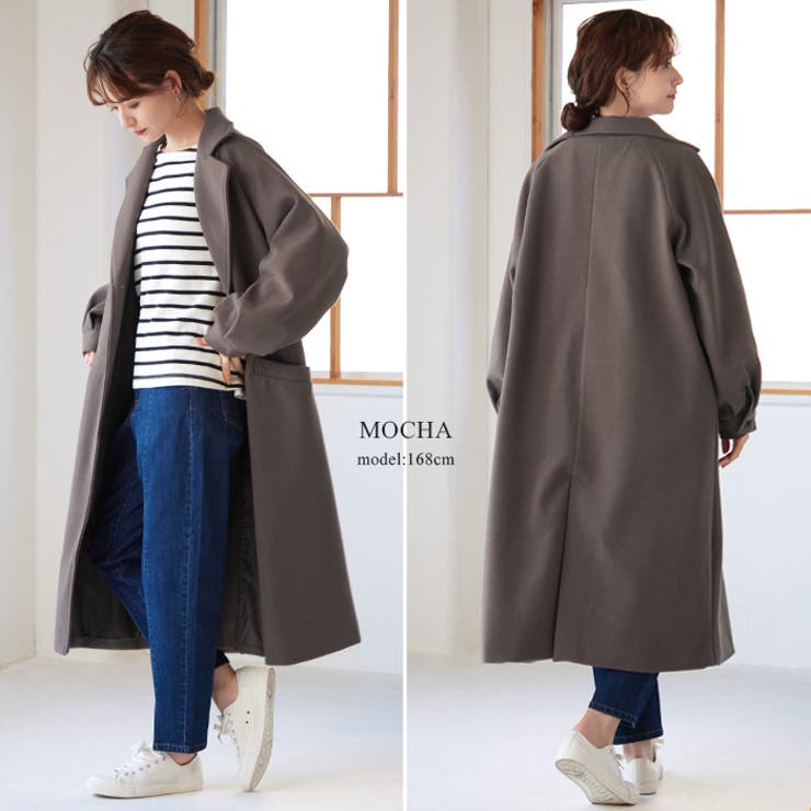 女性らしいディテールをひとつ。ボリューム袖ラグランコート