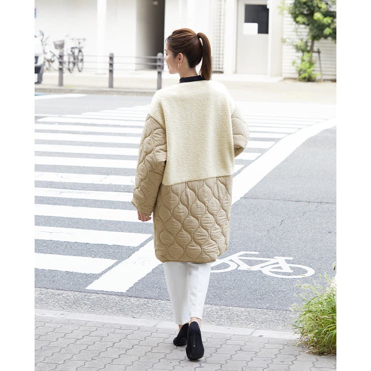 異素材のあったか冬アウター。ボア×ひょうたんキルトコート コート ボア | HAPPY急便 by VERITA.JP | 詳細画像12 