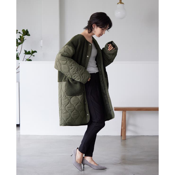 異素材のあったか冬アウター。ボア×ひょうたんキルトコート コート ボア | HAPPY急便 by VERITA.JP | 詳細画像16 