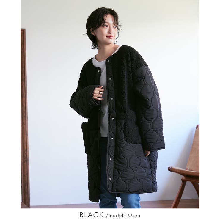 異素材のあったか冬アウター。ボア×ひょうたんキルトコート コート ボア | HAPPY急便 by VERITA.JP | 詳細画像17 