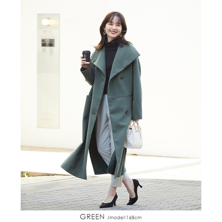 すっきり見えるロング丈。BIGカラーロングコート コート ロングコート