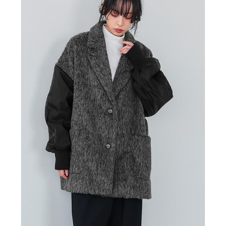 ワンランク上の大人MODE。シャギー×オーガンジー異素材MIXコート コート | HAPPY急便 by VERITA.JP | 詳細画像11 