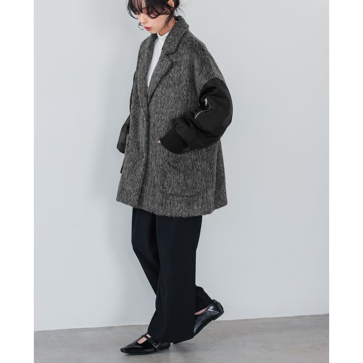 ワンランク上の大人MODE。シャギー×オーガンジー異素材MIXコート コート | HAPPY急便 by VERITA.JP | 詳細画像12 