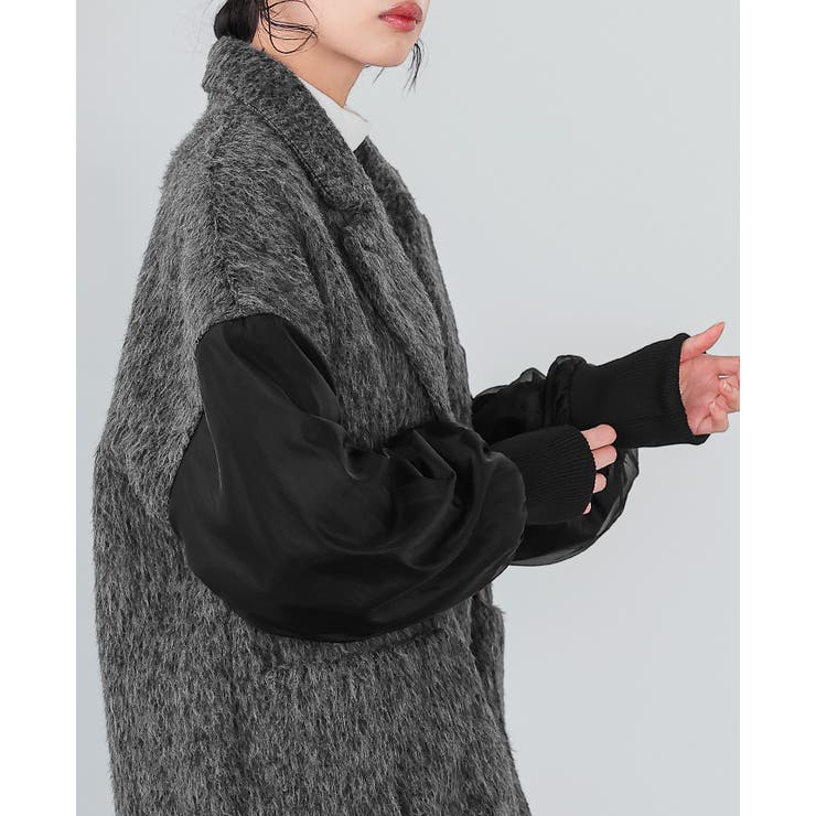ワンランク上の大人MODE。シャギー×オーガンジー異素材MIXコート コート | HAPPY急便 by VERITA.JP | 詳細画像13 