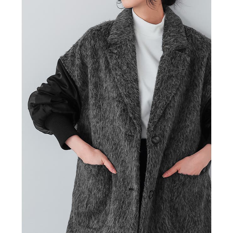 ワンランク上の大人MODE。シャギー×オーガンジー異素材MIXコート コート | HAPPY急便 by VERITA.JP | 詳細画像15 