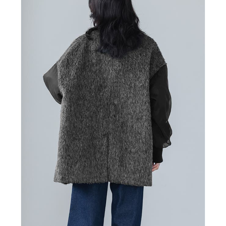 ワンランク上の大人MODE。シャギー×オーガンジー異素材MIXコート コート | HAPPY急便 by VERITA.JP | 詳細画像8 