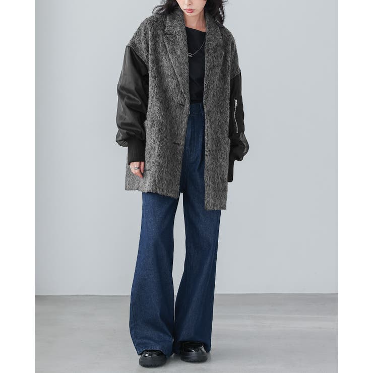 ワンランク上の大人MODE。シャギー×オーガンジー異素材MIXコート コート | HAPPY急便 by VERITA.JP | 詳細画像9 