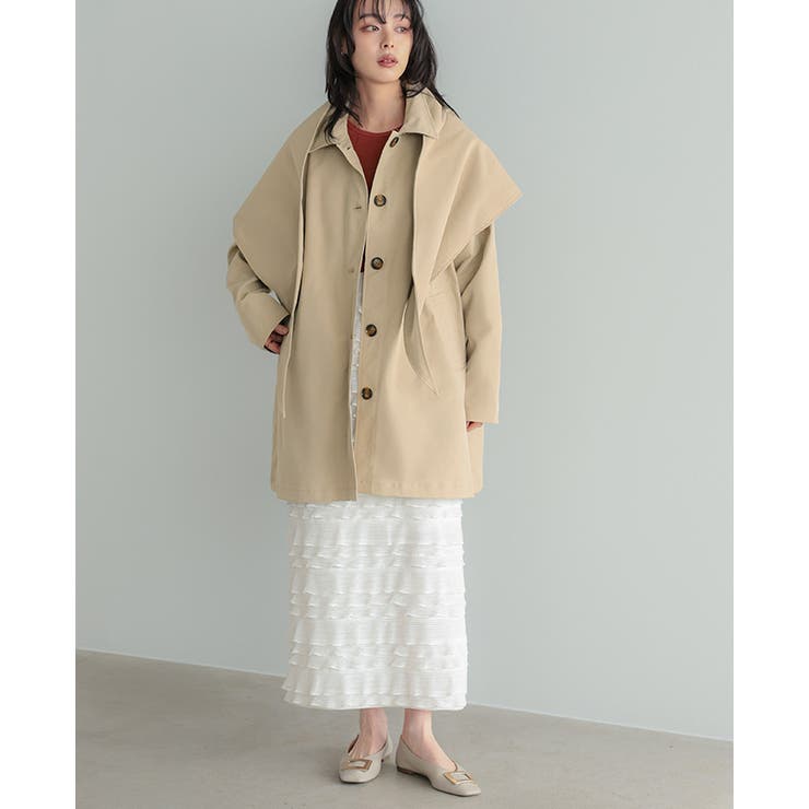 アレンジできる2wayコート。スカーフ付ステンカラーコート コート アウター | HAPPY急便 by VERITA.JP | 詳細画像8 