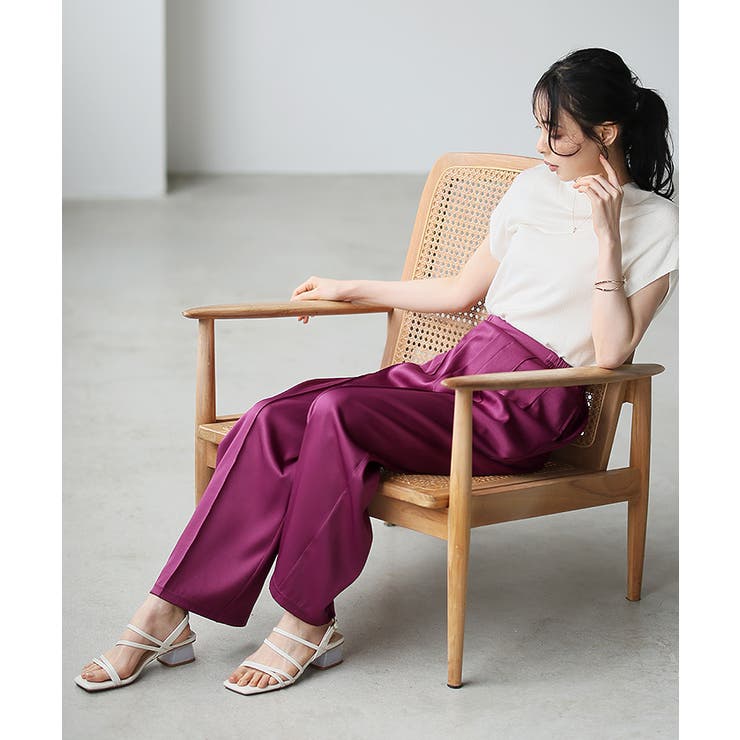 印象的なカラーで魅せる。タックストレートパンツ パンツ ワイドパンツ | HAPPY急便 by VERITA.JP | 詳細画像7 