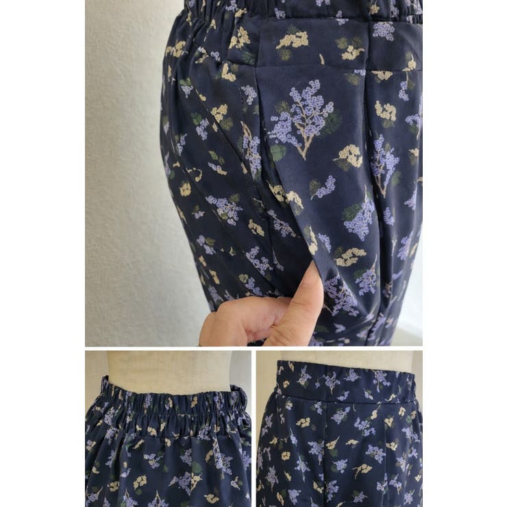 大人の華やかプリント。フラワープリントミモザ柄ワイドパンツ パンツ プリント | HAPPY急便 by VERITA.JP | 詳細画像9 