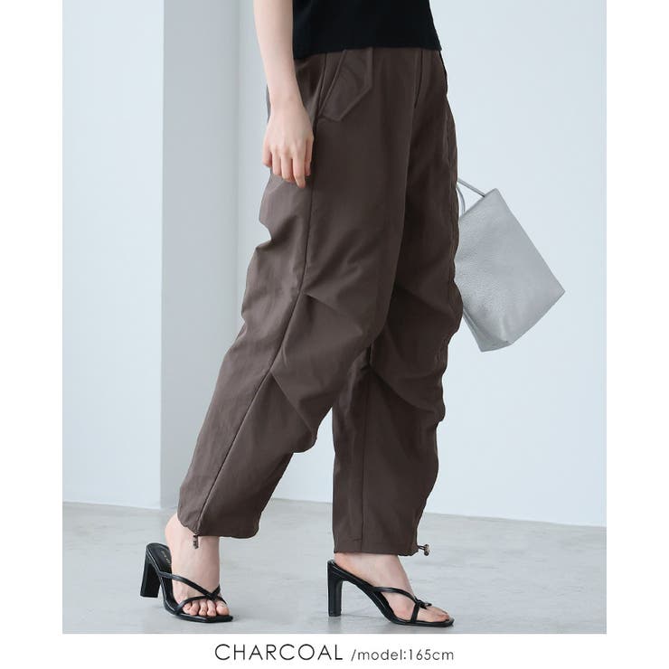 チャコール | UV＆撥水＆接触冷感で毎日快適。機能付きパラシュートパンツ パンツ カーブ | HAPPY急便 by VERITA.JP