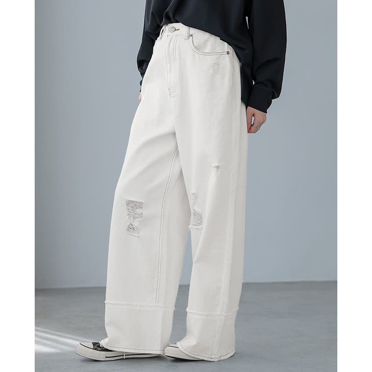 大人のカジュアルデニム。リメイク風ダメージデニムパンツ デニム パンツ | HAPPY急便 by VERITA.JP | 詳細画像10 