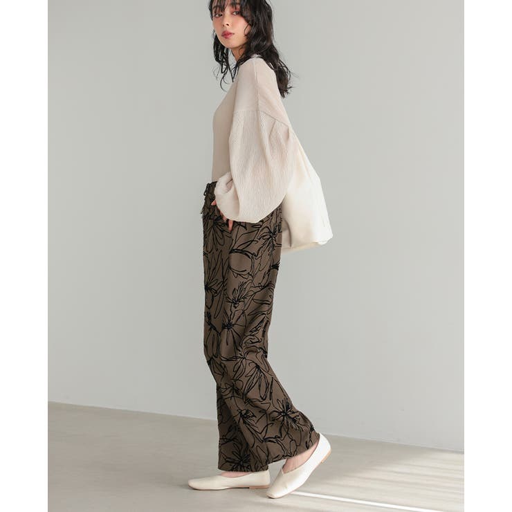 さりげなく華やぐ主役級パンツ。フロッキーフラワーワイドパンツ パンツ ワイドパン… | HAPPY急便 by VERITA.JP | 詳細画像13 