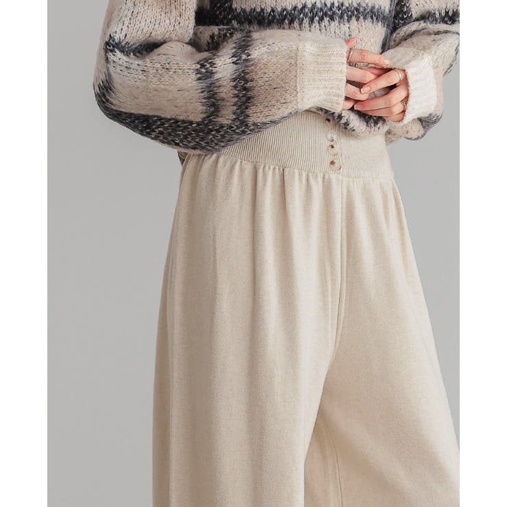 ニットだから叶う柔らかな穿き心地。飾りボタンニットワイドパンツ パンツ | HAPPY急便 by VERITA.JP | 詳細画像8 