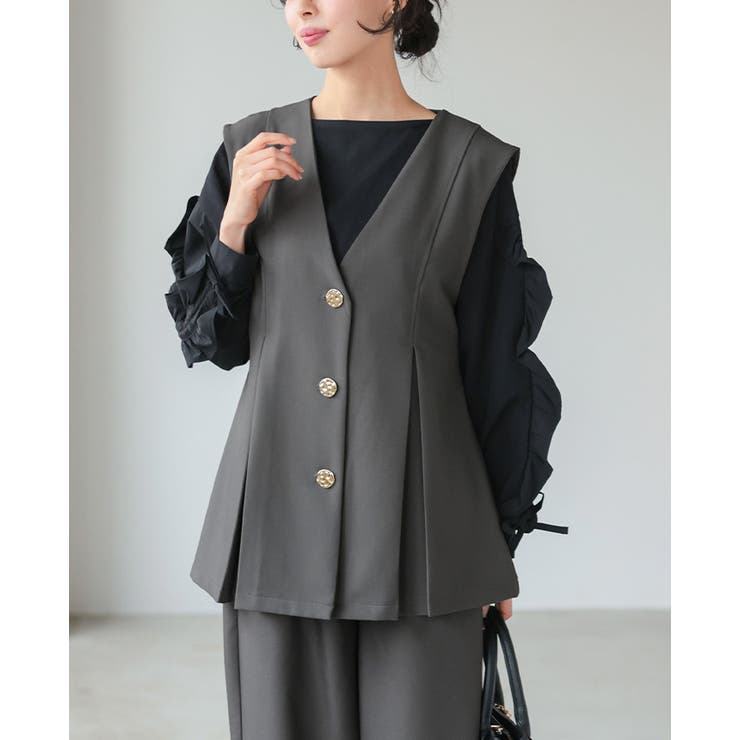 すぐに使えるハレの日2点セット。ゴールドボタンベスト＆コクーンパンツセットアップ… | HAPPY急便 by VERITA.JP | 詳細画像23 