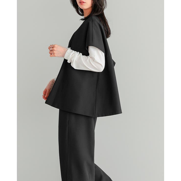 すぐに使えるハレの日セットアップ。ワンボタンジレ バレルレッグパンツセットアップ… | HAPPY急便 by VERITA.JP | 詳細画像10 