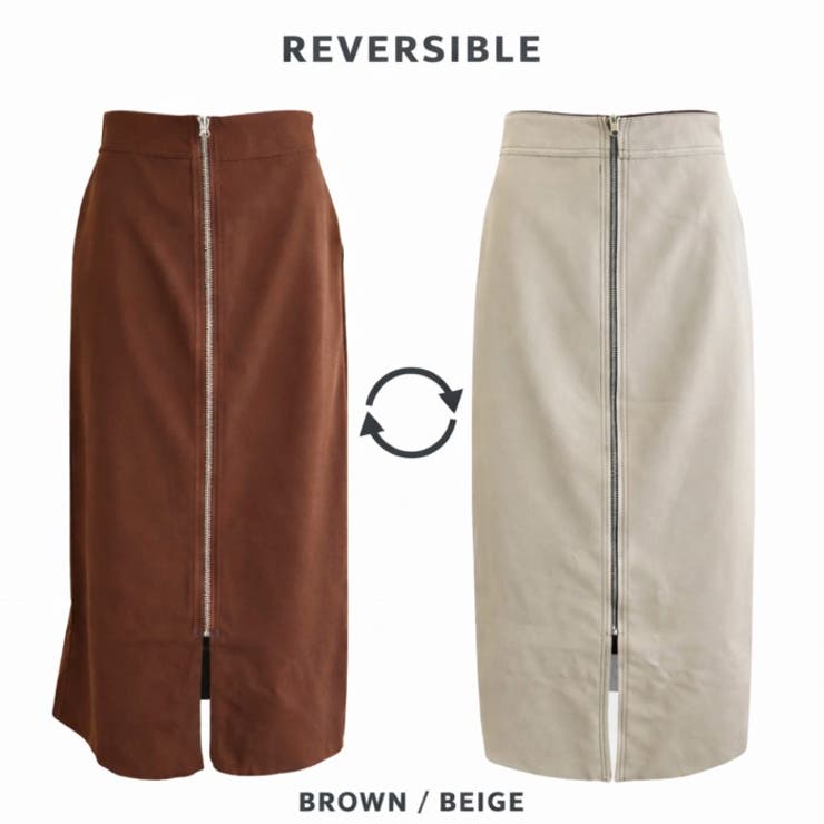 1枚で2通り楽しめる。リバーシブルフロントジップスカート スカート ロングスカー… | HAPPY急便 by VERITA.JP | 詳細画像3 