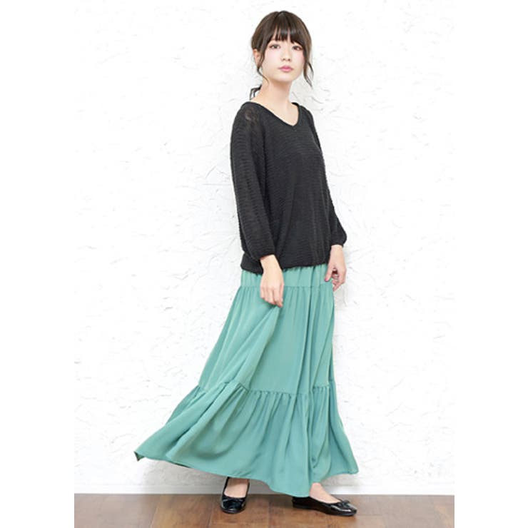 シェヴィダレン ◡̈ リネンスカート ◇ボリューム感のあるシルエットが女性らしい！サテン ギャザー