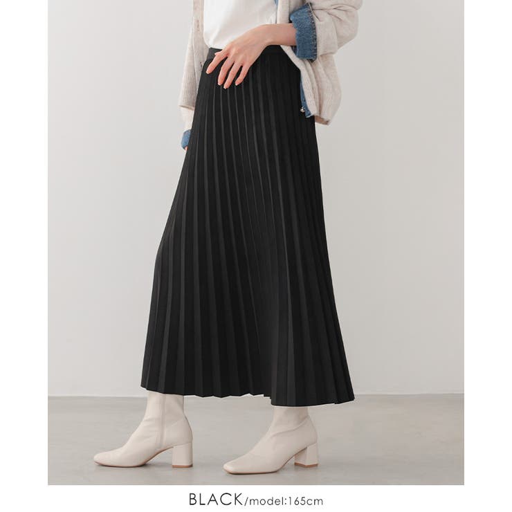 ブラック | 動くたびに揺れる美シルエット。マシュマロスエードアコーディオンプリーツスカート … | HAPPY急便 by VERITA.JP