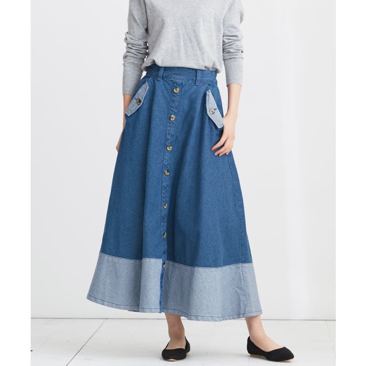 カレンミレン☆デニム非対称ウエストバンドマキシスカート Munich｜12ozデニムマキシスカート | Rakuten Fashion(楽天