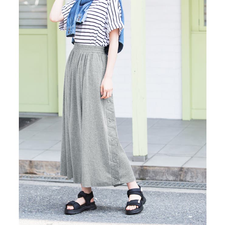 【美品】FOXEYサイドボタン付き フレアスカート39479【40/ネイビー】 43978 Skirt 