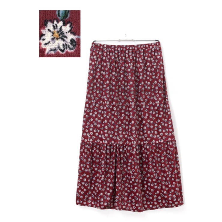 小さな花に包まれる。ベロア花柄ロングスカート スカート フレア