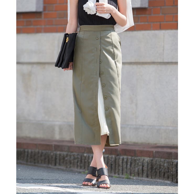 カーキ | オシャレ上級者プリーツ。ツイル×プリーツ切替えスカート スカート プリーツスカート | HAPPY急便 by VERITA.JP