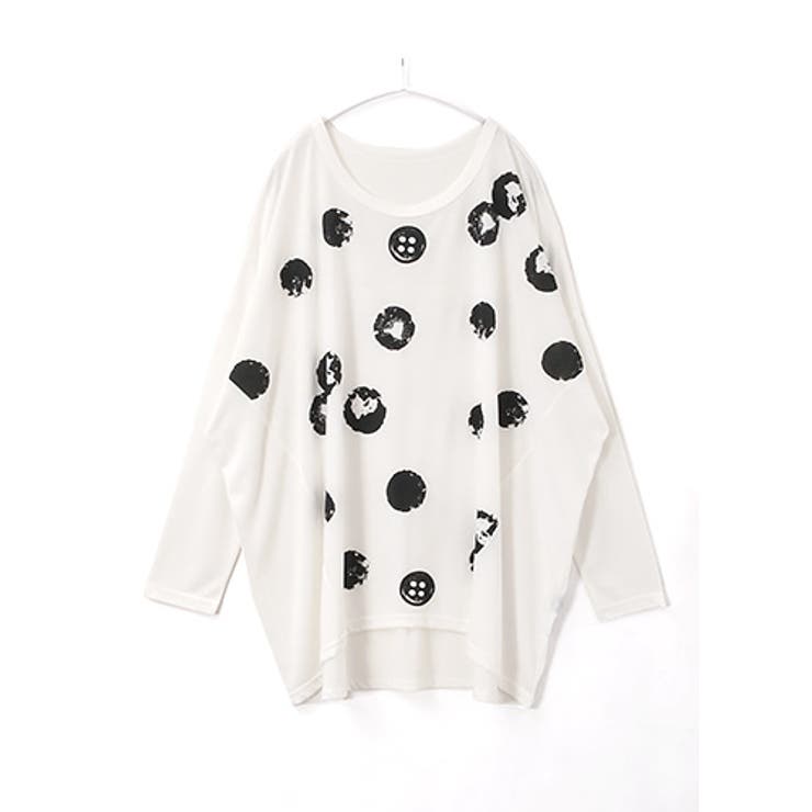 存在感のあるプリントで、個性が輝く！ボタンドット柄 長袖ドルマンTシャツ トップス | HAPPY急便 by VERITA.JP | 詳細画像3 