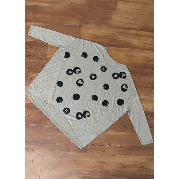 存在感のあるプリントで、個性が輝く！ボタンドット柄 長袖ドルマンTシャツ トップス | HAPPY急便 by VERITA.JP | 詳細画像5 